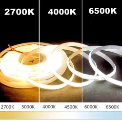 FCOB CCT LED 라이트 스트립, 608 LED, 고밀도 유연한 FOB COB, 10mm LED 조명, DC12 V, 24V, RA90, 2700K ~ 6000K 선형 조광 가능