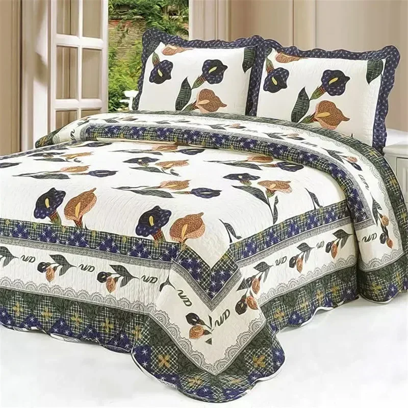 3pcs Cotton Quilt Bedspread Set Fashion Bedding Patchwork Duvet Quilted Blanket America Linen Coverlet Cubrecam Bed Cover Colcha