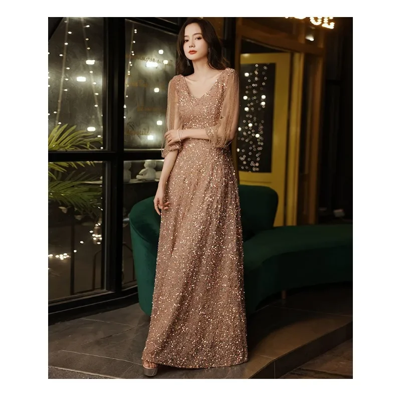 

Evening Gown, High-end Mid Rise Host Performance, High-end Feel, Bright Film, Long Style, Banquet Temperament, Socialite Gown