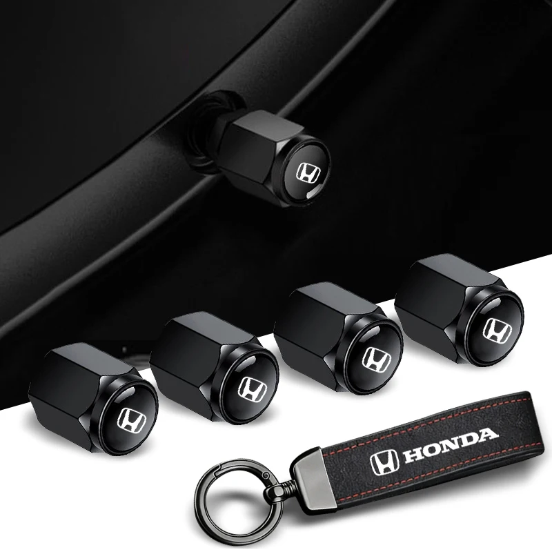 Capas de Válvula de Roda de Carro em Camurça com Chaveiro para Honda Civic XR-V CR-Z CRV HRV City Accord Legend Jazz RR VTi Fit