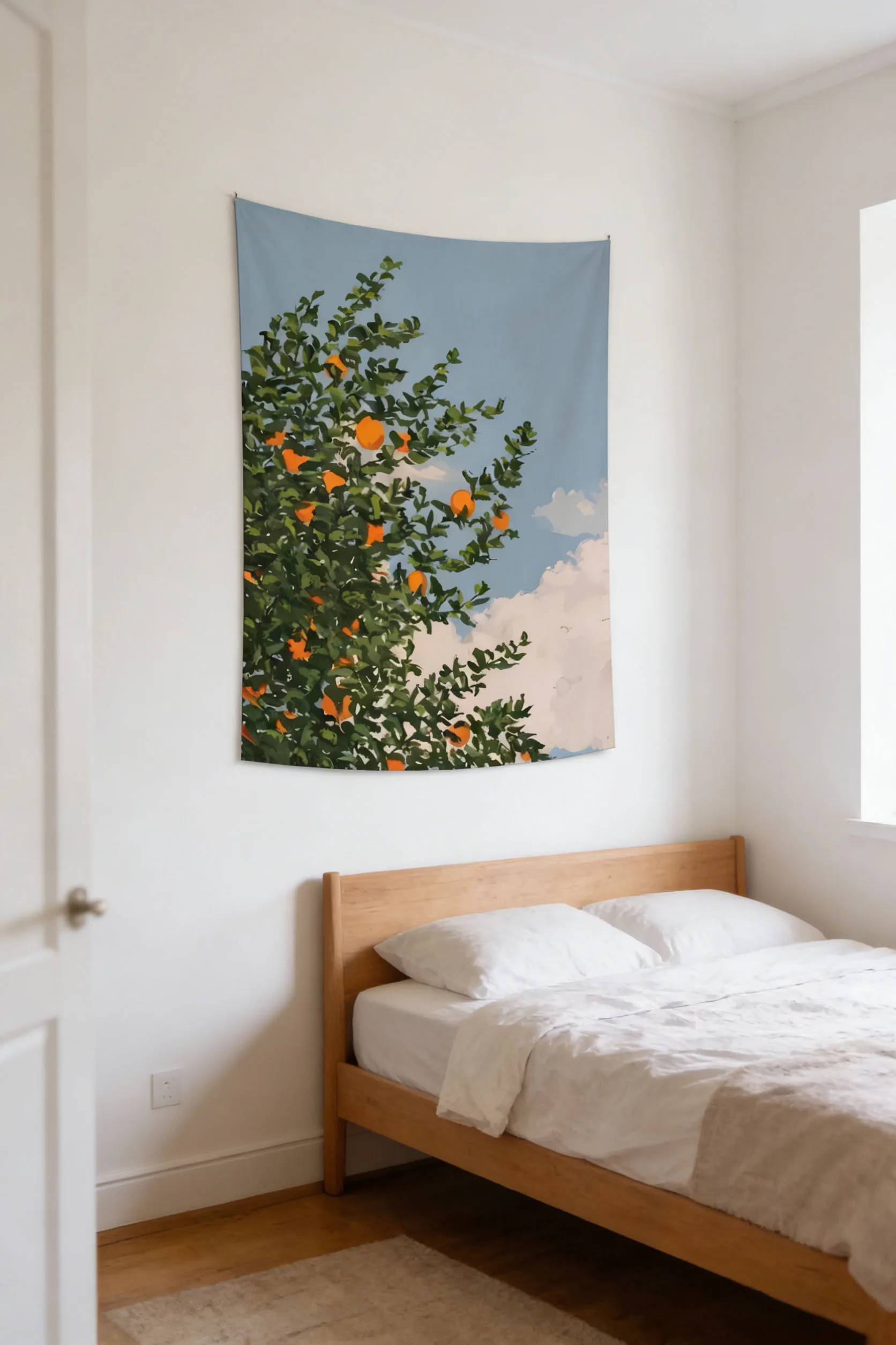 Orange Tree Oil Painting Tapestry Bohemian Tapestry Natural Countryside Style Bedroom Dorm Tapestry Aesthetic Wall Hanging Decor