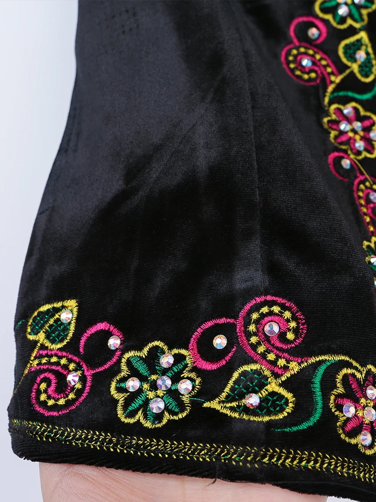 刺繍中国国家新疆ダンス衣装女性人工ダイヤモンドベスト国家スペインフラメンコチベットダンスウェア
