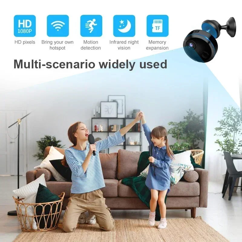 

Mini Home Indoor Wifi Detection, Baby/Pet/Nanny Security Remote Network Monitor 1080P Hd Surveillance Camera, Motion