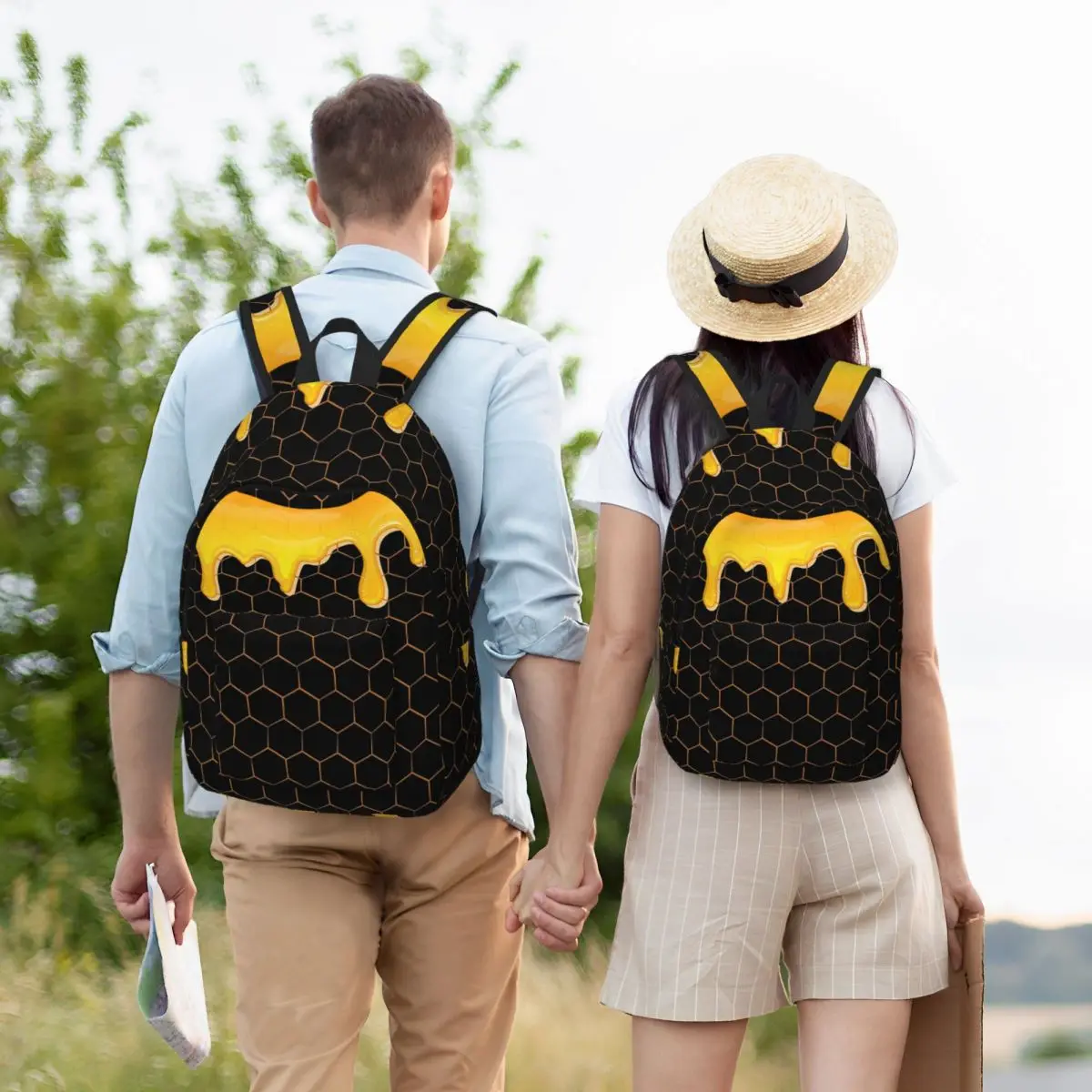 

Honey Bee Backpack Student Boys Girls BookBag Kids School Bag Computer Shoulder Bags for Men Women