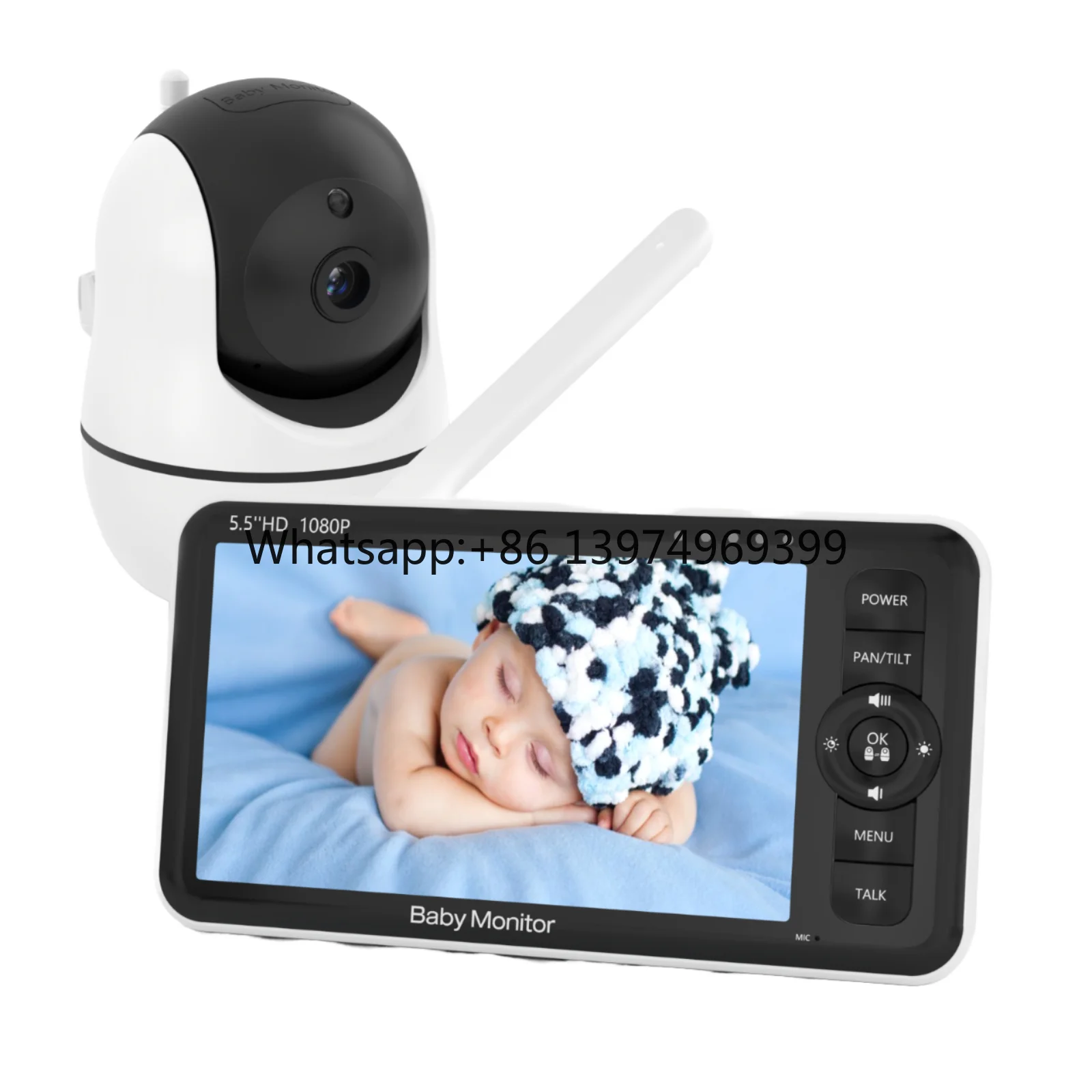 5 Inch 1080P 3MP Display Pan-Tilt Night Vision Baby Monitor with 2-Way Audio Camera Lullabies Tuya App & Wi-Fi