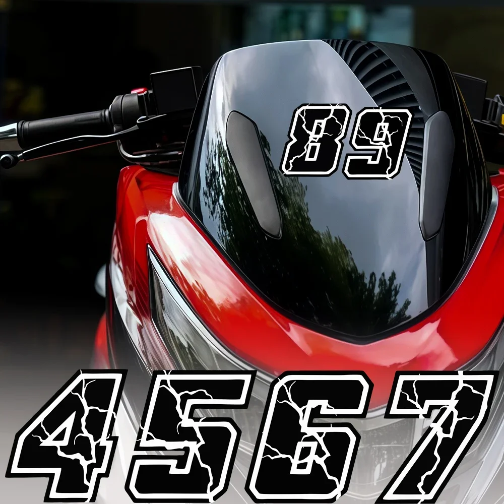 1pc Lightning Black Numbers Motorcycle Sticker Waterproof for Fairings Helmets Fender Fuel Tank Scooter Vinyl Decals