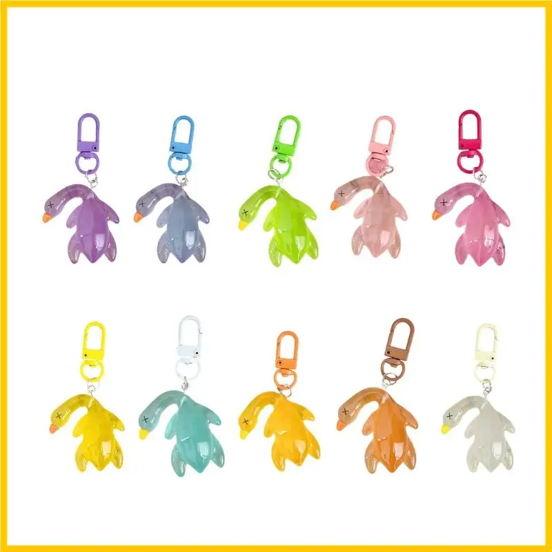 

Q1JF 5Pcs Glowing Roasted Duck Keychain Key Holder Glowing Keyring for Key Holder Bag Charm Keychain Decoration Accessory