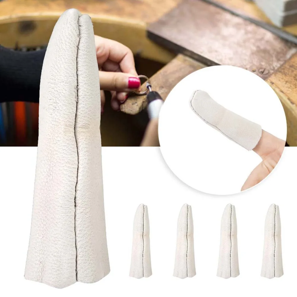 

Insulated Thick Sheepskin Jewelry Making Finger Protection Cover Heat Resistant Leather ThumbSleeves DIY Crafting Tools
