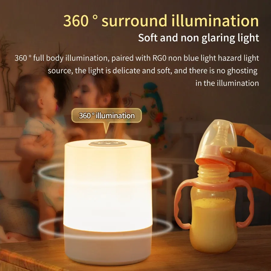 Rechargeable Led Night Light with Remote Control Timing Dimmable Table Lamp Baby Nursery Bedside Sleeping Reading Touch Switch