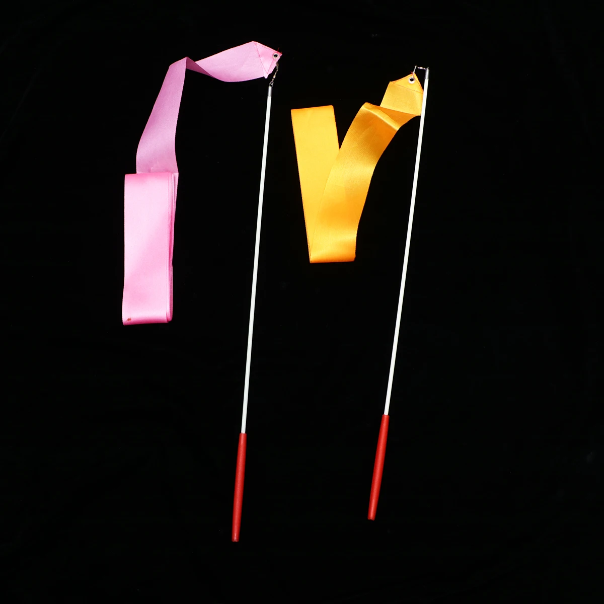 

4pcs 4M Rhythmic Gymnastics Ribbons With Stick Orange Pink Dance Streamers For s Gym Training Twirling Exercise Gift
