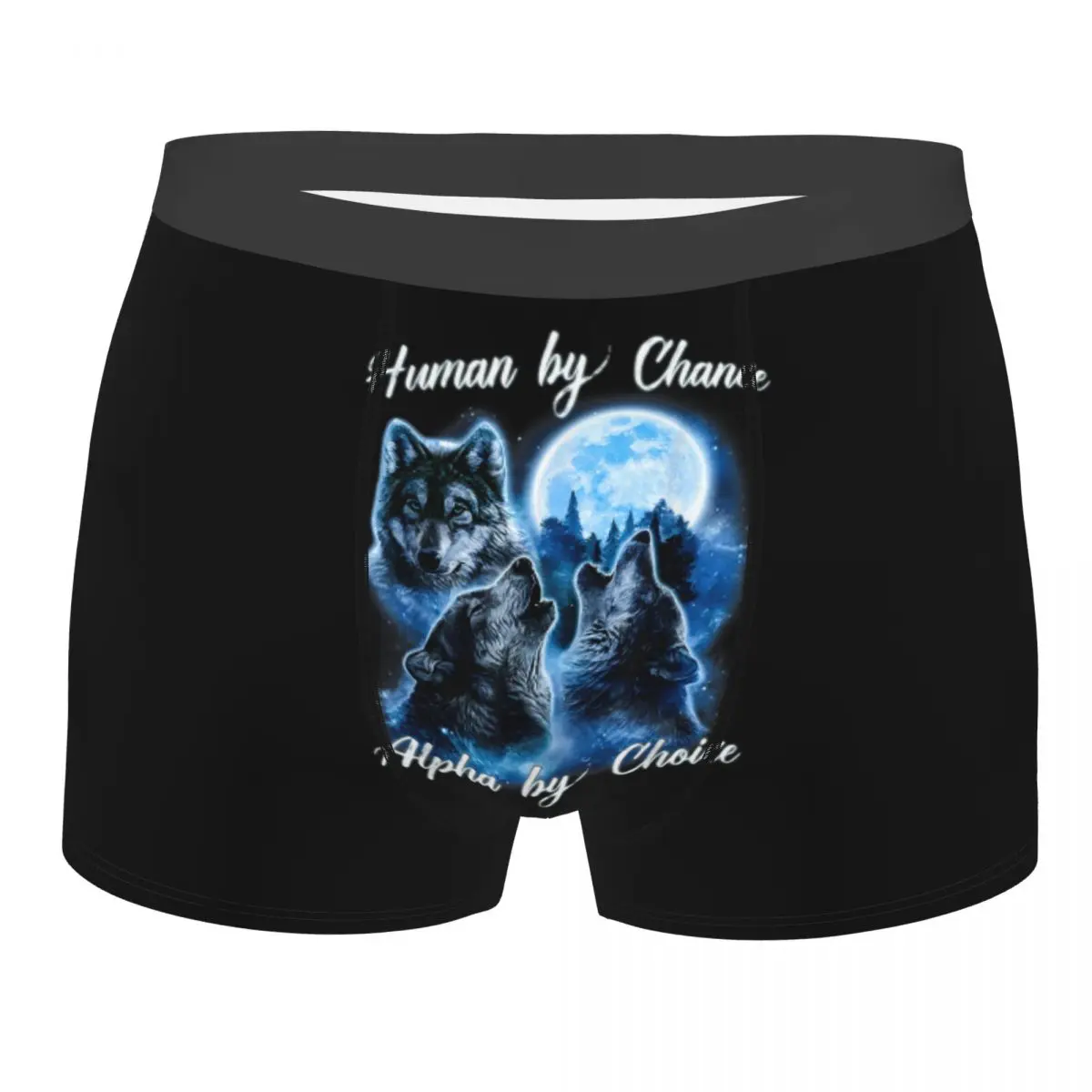 

Custom Alpha Wolf Meme Funny Underwear Men Stretch Boxer Briefs Shorts Panties Soft Underpants For Homme