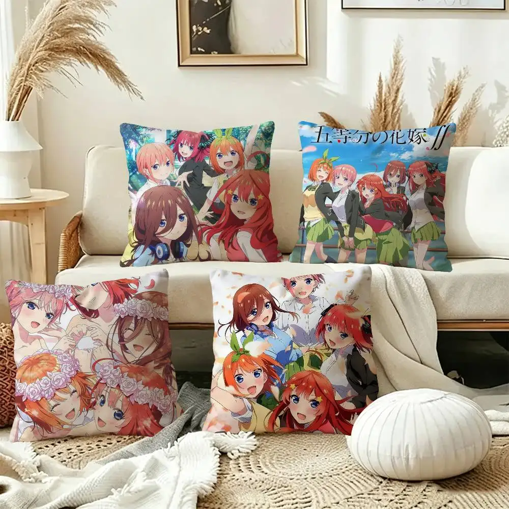 Anime Q-Quintessential Quintuplets Cushion Cover Car Throw Pillow Case For Sofa Car Christmas Gift 40x40cm 45x45cm