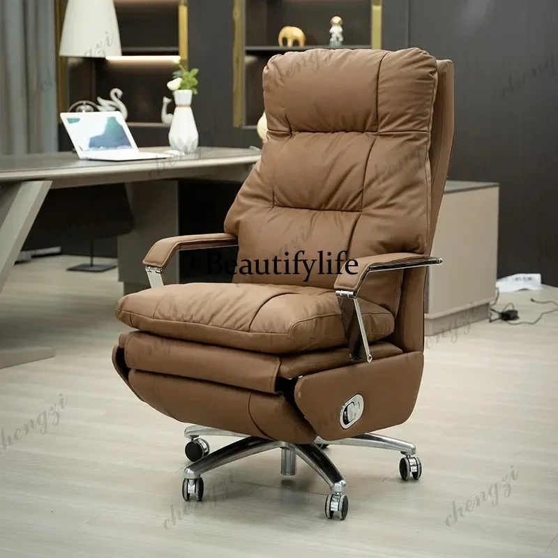 45 Electric Multi-Function Executive Chair - Genuine Leather Ergonomic Massage Office Desk Chair Reclining Feature Furniture