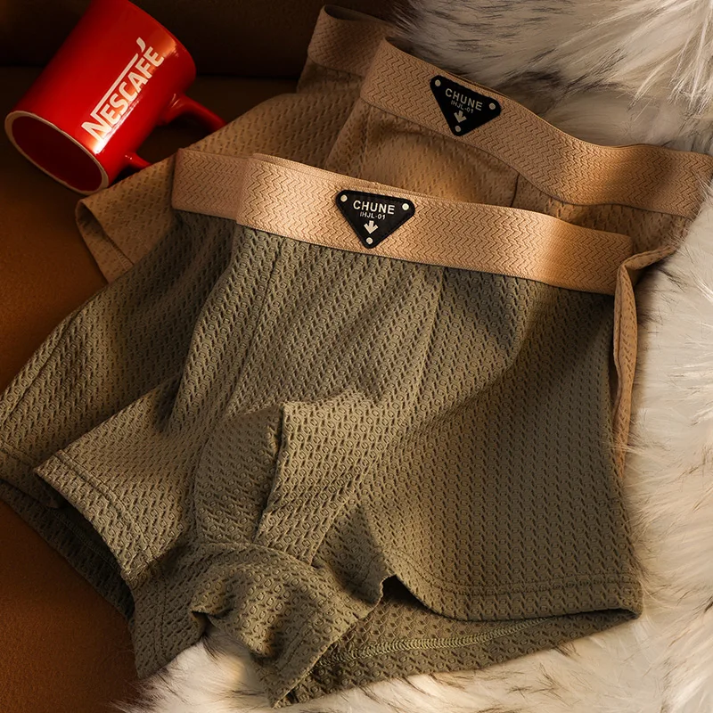 

Мужские трусы-боксеры из 3 комплектов: дышащие тонкие плавки из ледяного шелка в стиле ретро, стильное однотонное крутое нижнее белье для молодых взрослых