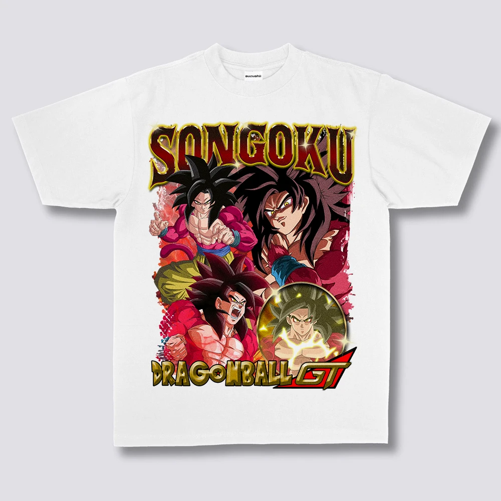

Men Streetwear Black T Shirt Anime Dragon Ball Print Graphic White T-Shirt Summer Tshirt Hip Hop Harajuku Cotton Tees