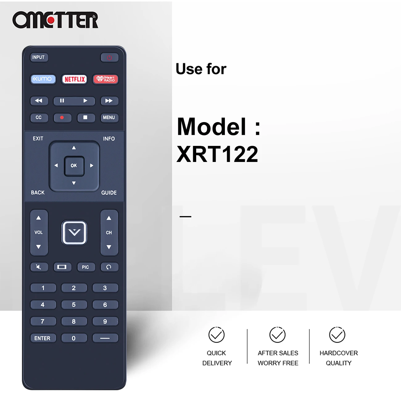 XRT122 Remote Control Fit for VIZIO TV D24-D1 D24H-E1 D28H-D1 D32-D1 D32F-E1 D32H-D1 D32X-D1 D39F-E1 D39H-D0 D40-D1 D40F-E1