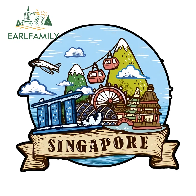 

EARLFAMILY Creative Singapore Scenery Decal Attractive SUV Decals Occlusion Scratch Simple Scratch Proof Guitar Suitcase Luggage