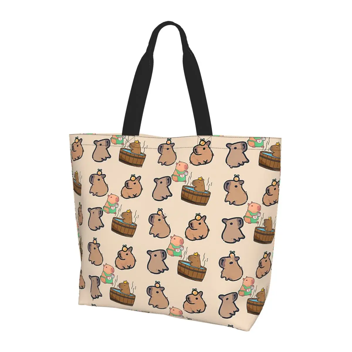 

Capybara Group Shopping Tote Bag Canvas Large Capacity Shoulder Bags Shopper Grocery Handbag for Women