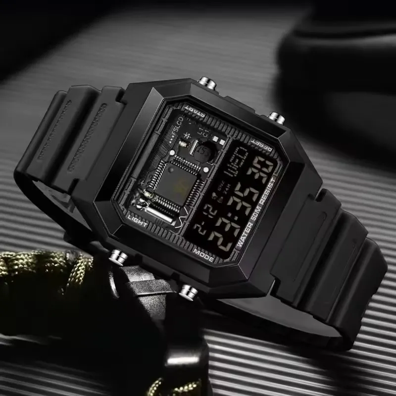 SANDA 6216 Men's Fashion Electronic Watch Student Multi functional LED Light Calendar Sports Digital Watch relógios masculino