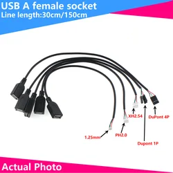 1PCS USB female terminal data cable 1.25/PH2.0/XH2.54-4P DuPont adapter extension cable Touch screen cable