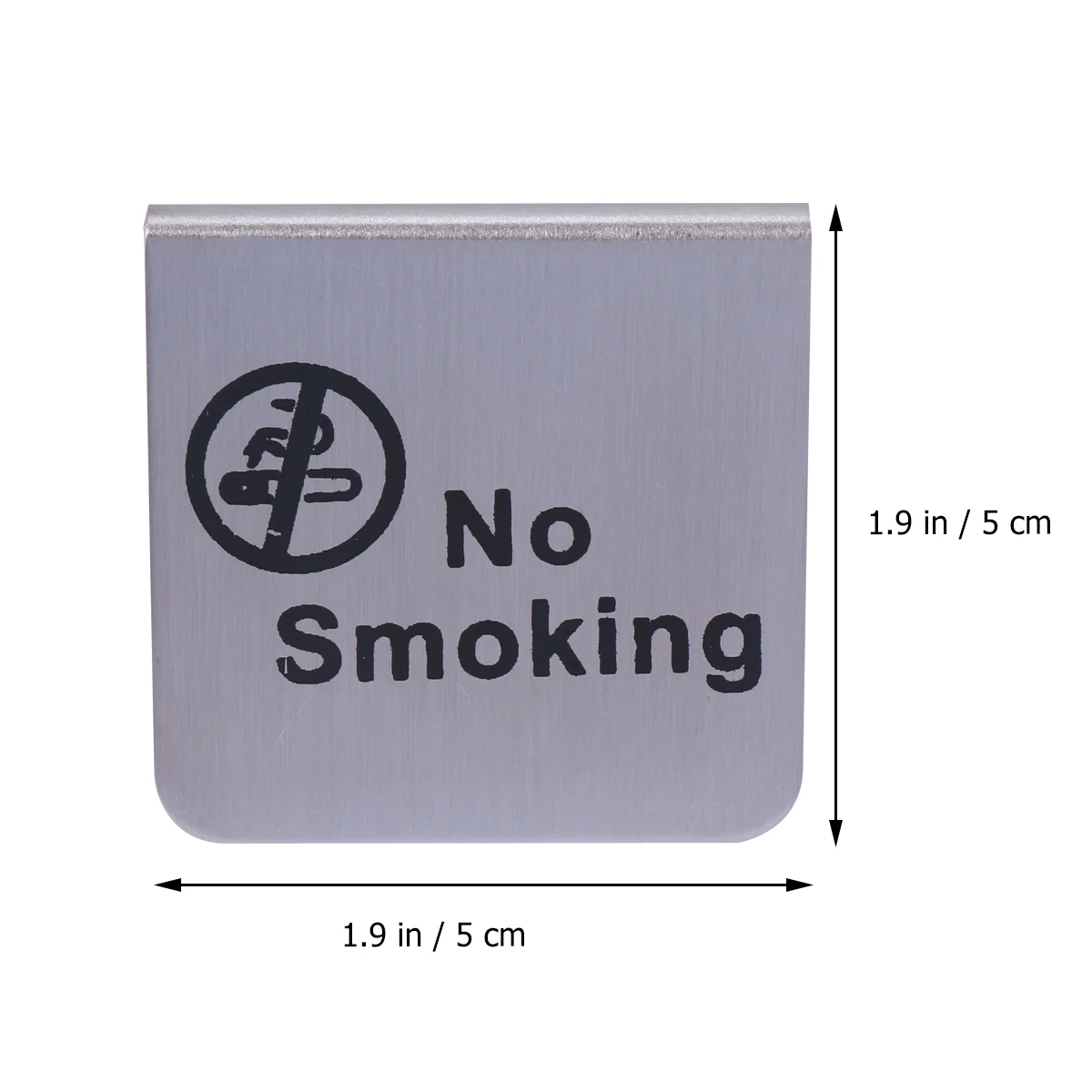 Stainless Steel No Smoking Table Tent Sign Double Side Free Standing No Smoking Sign for Office Hotel (English/Black Circle)