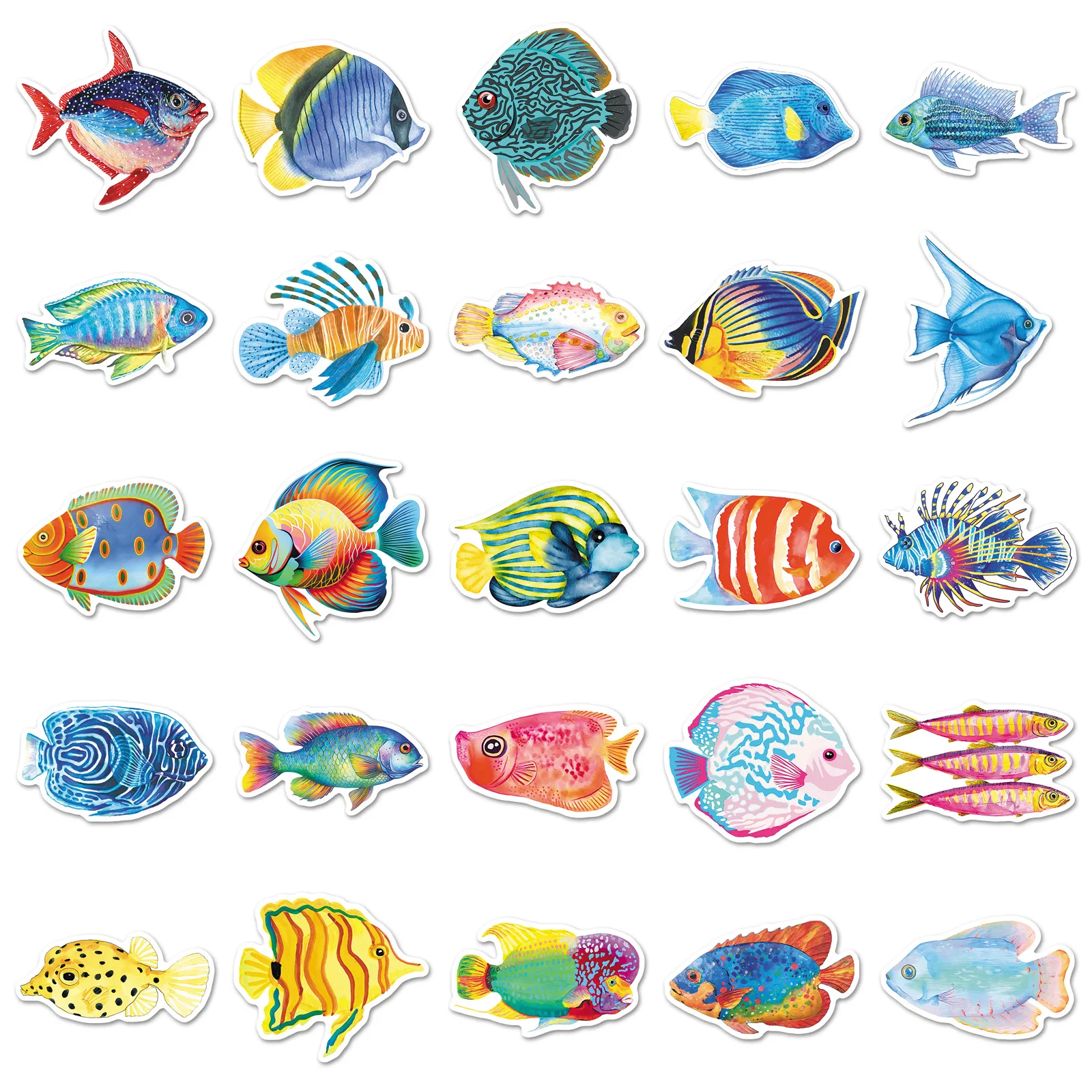 50 Uds. De pegatinas de pez de vida marina de dibujos animados, decoración artesanal, funda para teléfono móvil, cuaderno, taza de agua, monopatín, juguete, pegatina de regalo