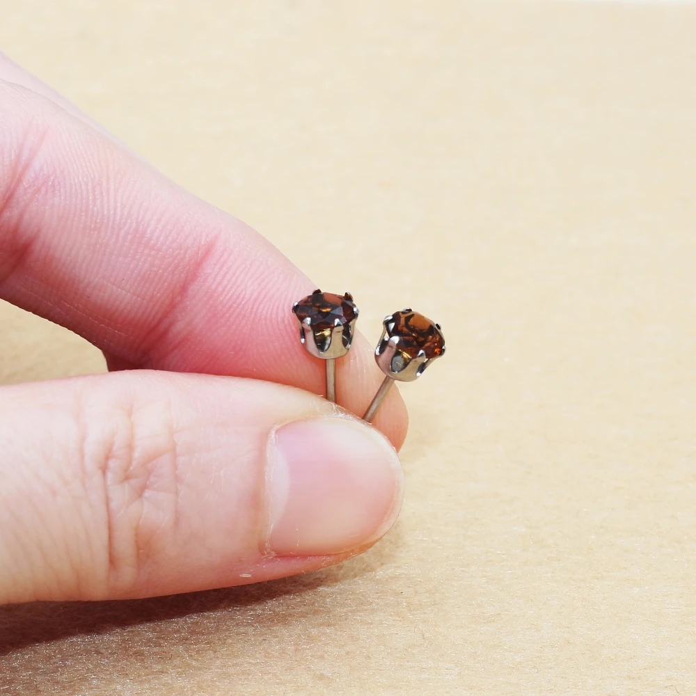 5 mm runde AAA-Zirkonia-Ohrringe aus Edelstahl für Damen, 5 Farben zur Auswahl, allergiefrei, verblasst nicht – Detail 5