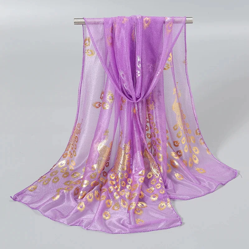 170 cm * 60 cm Pauw Bronzing Sjaal Elegante Dunne Ademende Sjaal Vrouwen Zonnebrandcrème Winddicht Hoofd Wrap Reizen Strandlaken