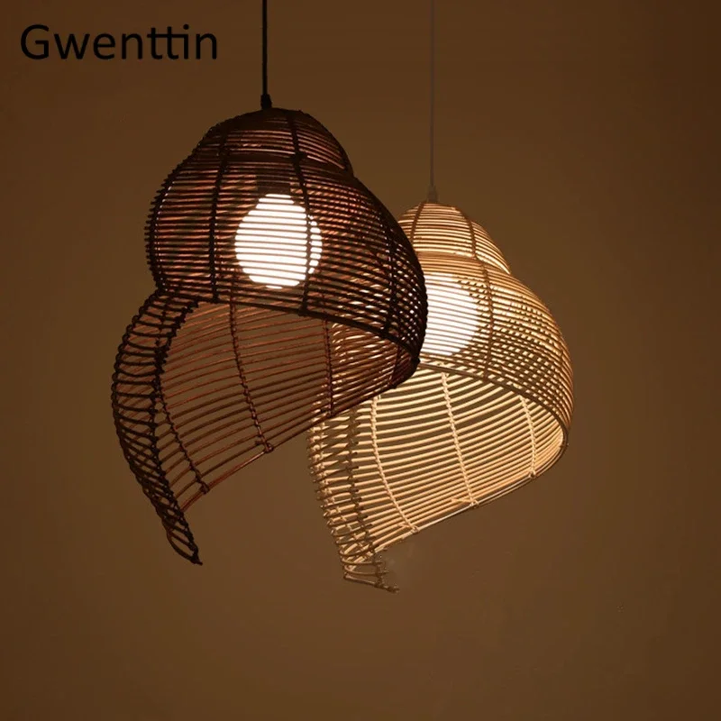 

Bamboo Pendant Lamps Creative Sea Snail Hanging Lighting Chandelier Dining Room Light Fixtures for Celling Southeast Asia Decor