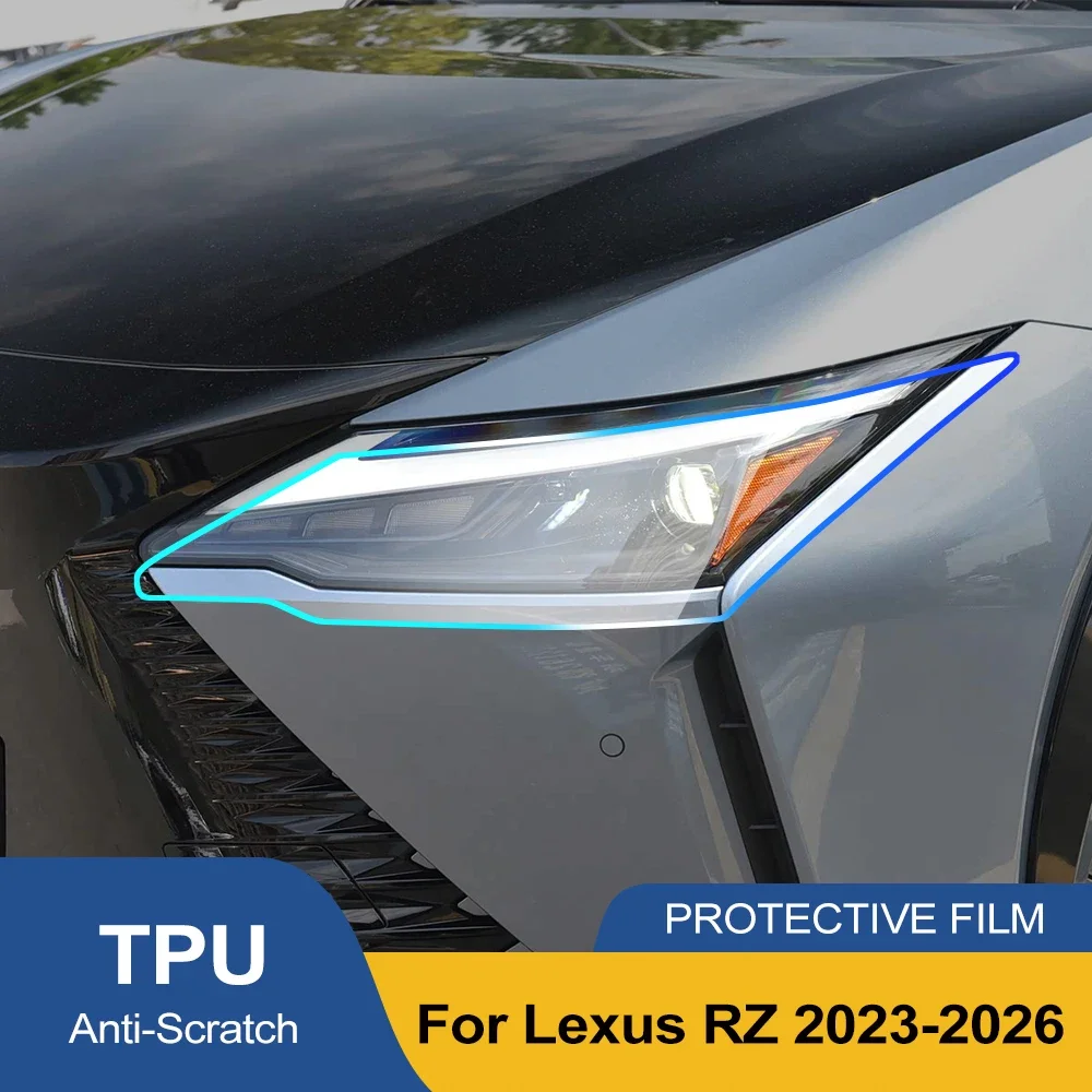 Premium High-Gloss Smoke Black TPU Headlight Protection Film For Lexus RZ 2023-2026 Pre-Cut PPF Anti-Scratch Vinyl Wrap Kit