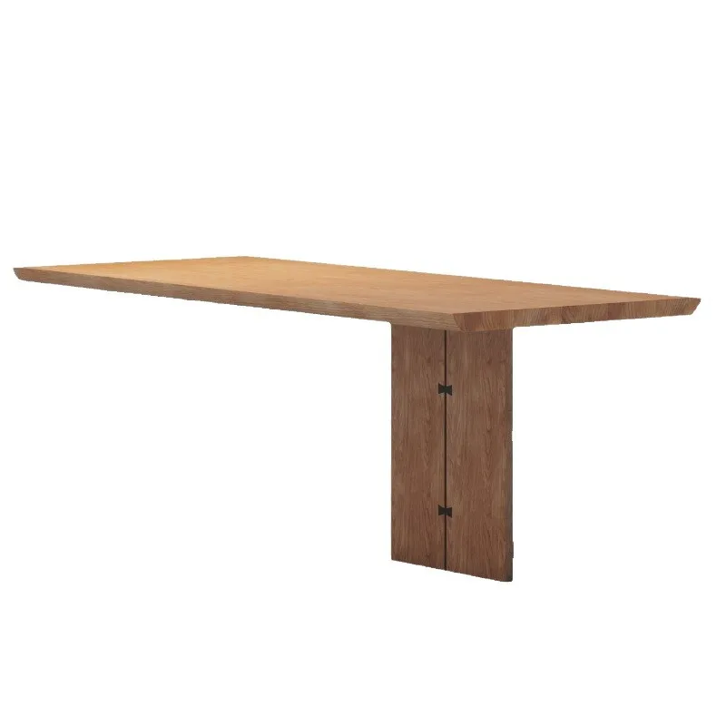 

Nordic log tea and chair combination French old ash wood tea office solid wood large board suspended