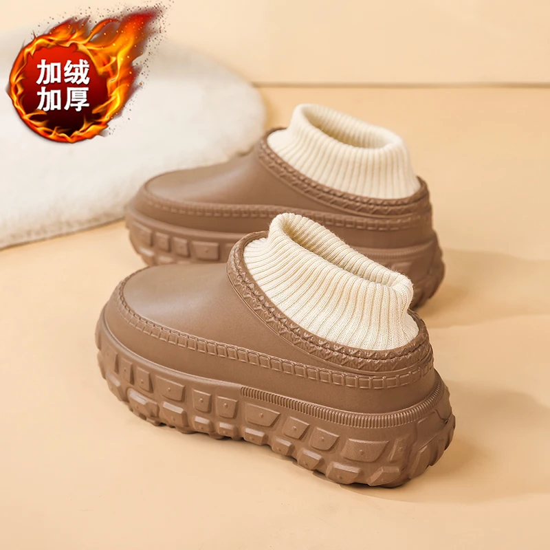 Bottes d'hiver multi-usages à enfiler, semelle intérieure souple antidérapante, ajustement sans frottement, doublure polaire légère et chaude pour la randonnée en extérieur prolongée