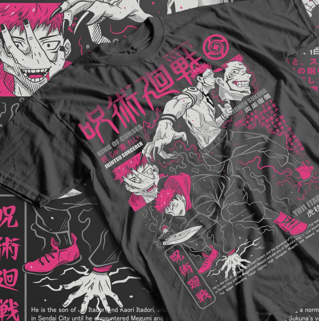 

Itadori Yuji T-Shirt Jujutsu Kaisen Ryomen Sukuna Horror Anime Shirt All Size