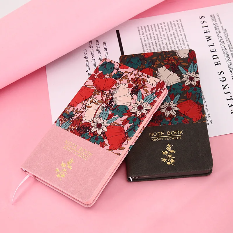 Kawaii Vintage Flower Notebooks A6 Agenda PU Leather Portable Handwritten Planner Diaries Notepads And Journals гарри поттер