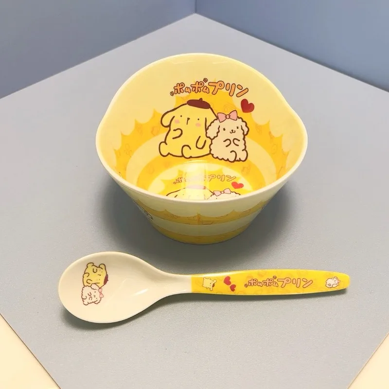 Anime Pompom Purin tableware melamine set cartoon boys and girls ins style anti-scalding household cute rice bowl tableware