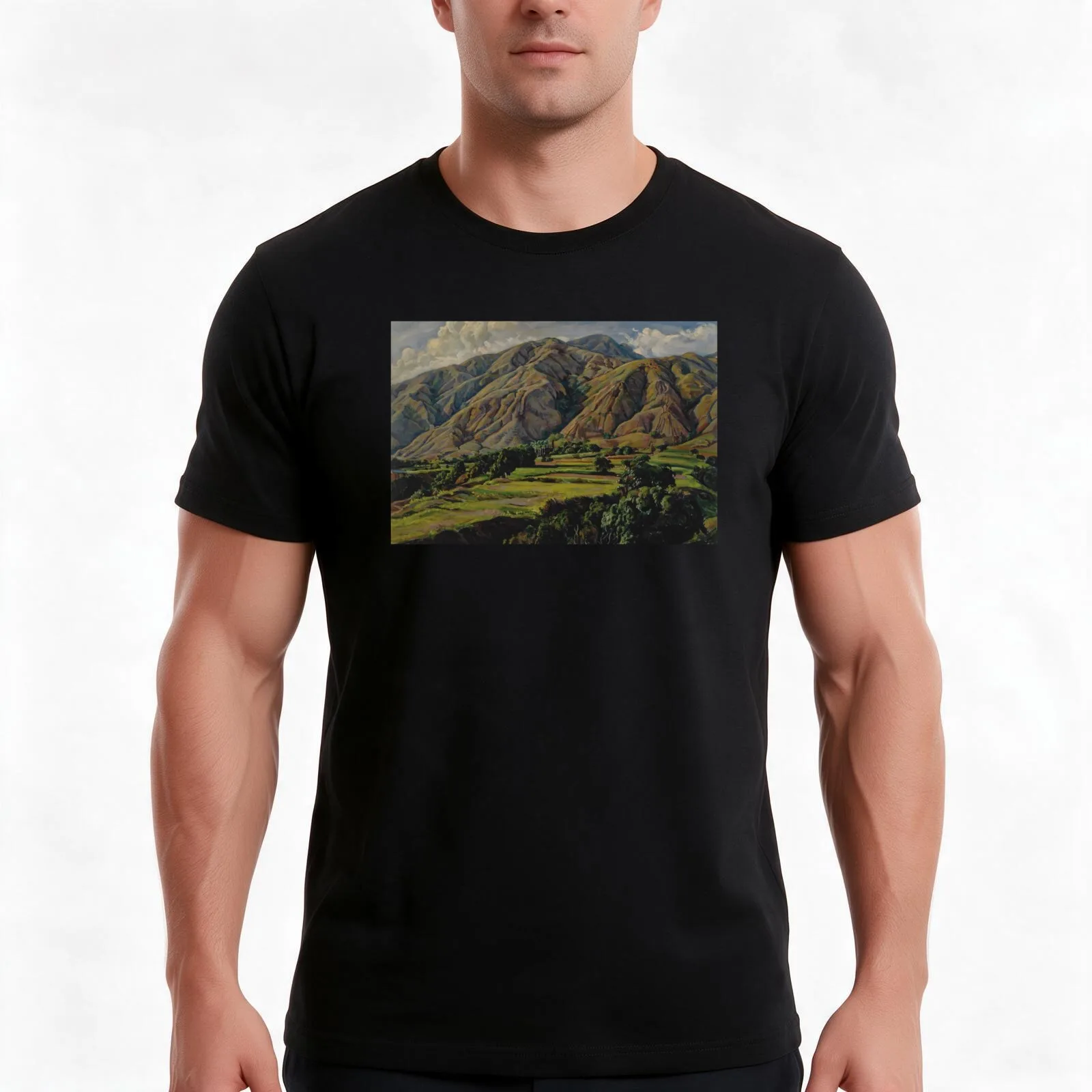 Cerro el Avila Oil painting T-Shirt Summer Casual Cotton Tee Oversized Streetwear Tops Vintage Graphic Print 100% Cotton