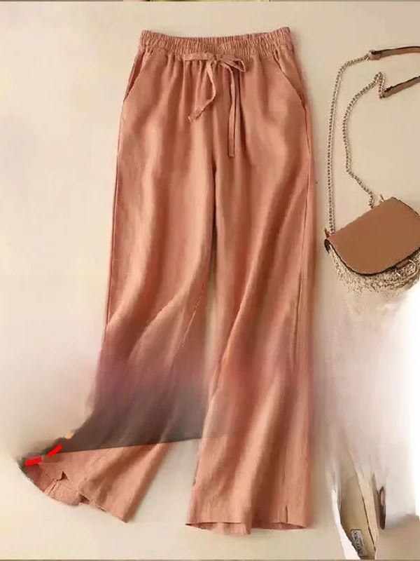 

Casual Cotton Linen Loose Wide Leg Pants High Waist Draped Summer Thin Sle Women's Clothing Cross-Border Slimming Trousers