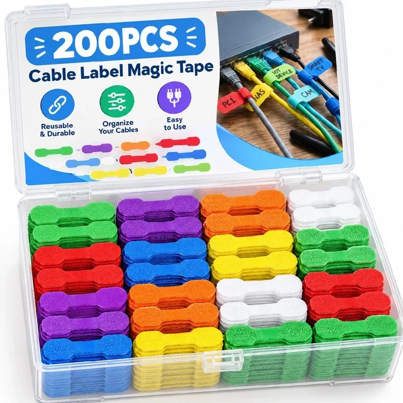 Self Adhesive Cable Labels Reusable Cord Tags Writable Wire Organizer Cable Management Handwriting Sticker Office Home Wire