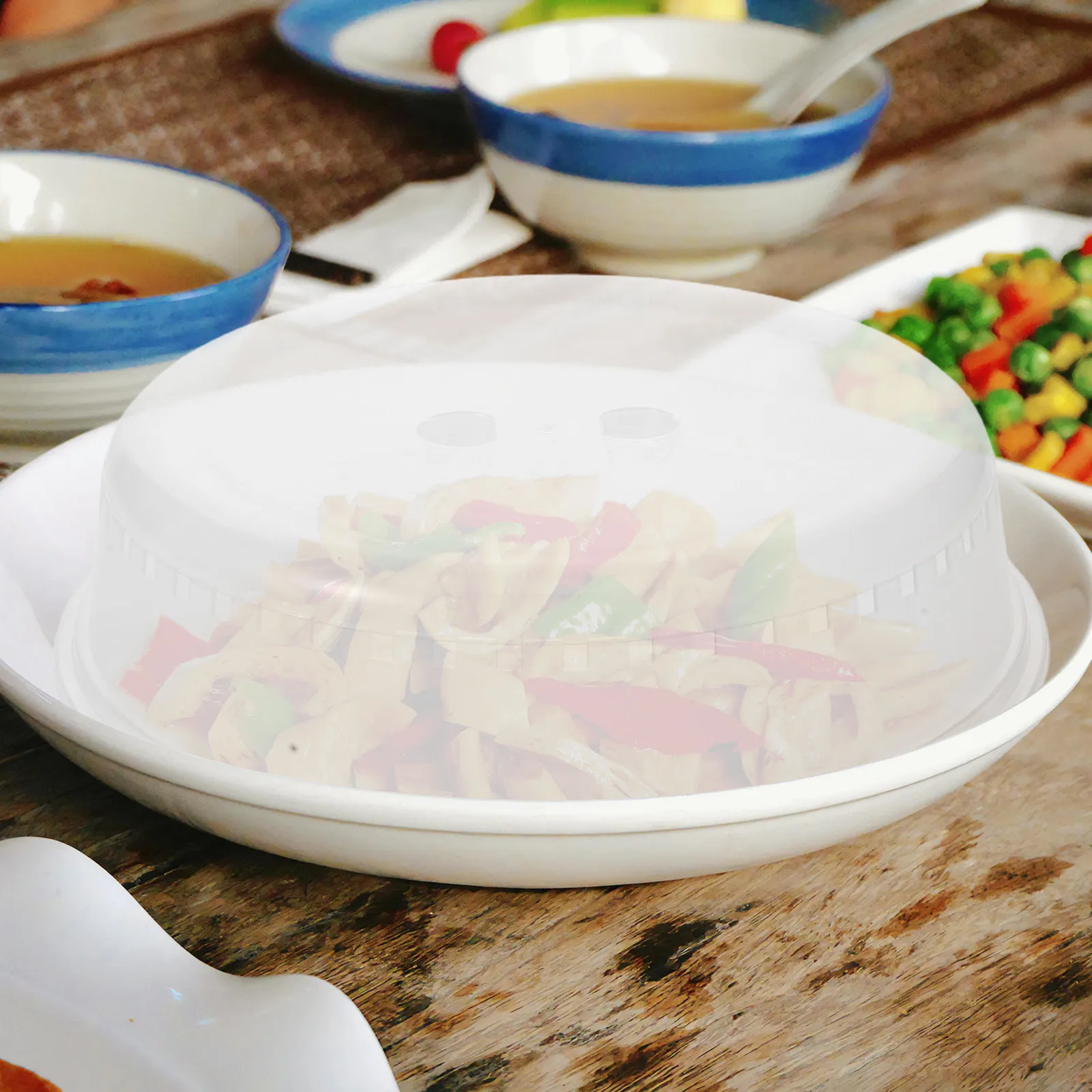 10Pcs Microwave Splatter Cover Food Protector Reusable Heat-Resistant Plastic Dish Bowl Plate Lid Oven Safe Dust Cover Kitchen