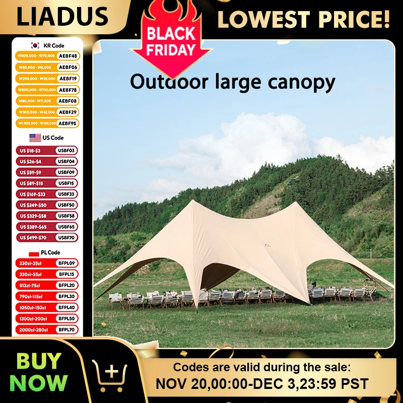 

Extra Large Base Camp Sun Shelter Tent Waterproof Windproof Instant Setup Camping Shelter For Outdoor Family Camping Picnic