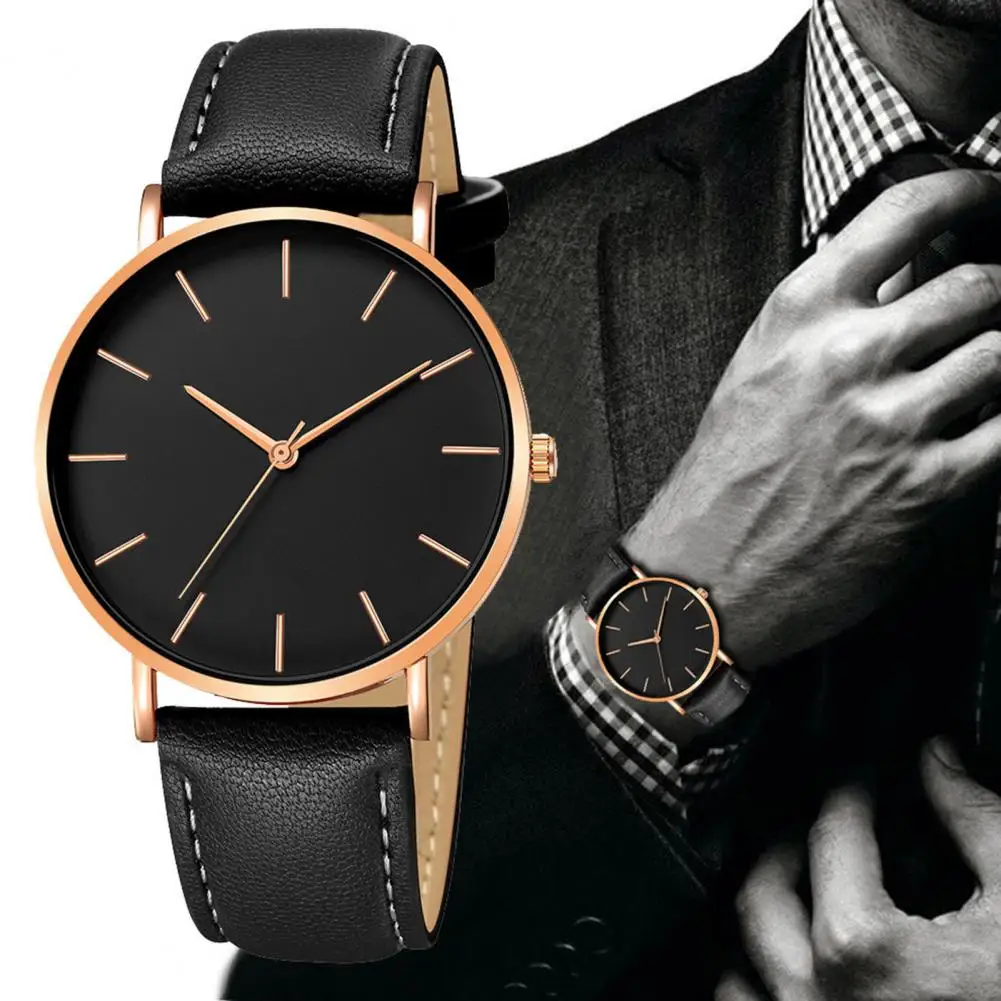 Dropshipping High Quality Rose Gold Dial Watch Men Leather Waterproof Wristwatch Women Dress Fashion Quartz watch