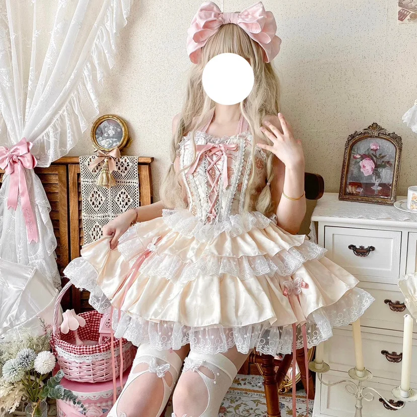 estate-elegante-stile-balletto-lolita-a-lisca-di-pesce-pizzo-appeso-al-collo-corsetto-mezza-gonna-set-dolce-loli-tea-party-principessa-top-mezza-gonna