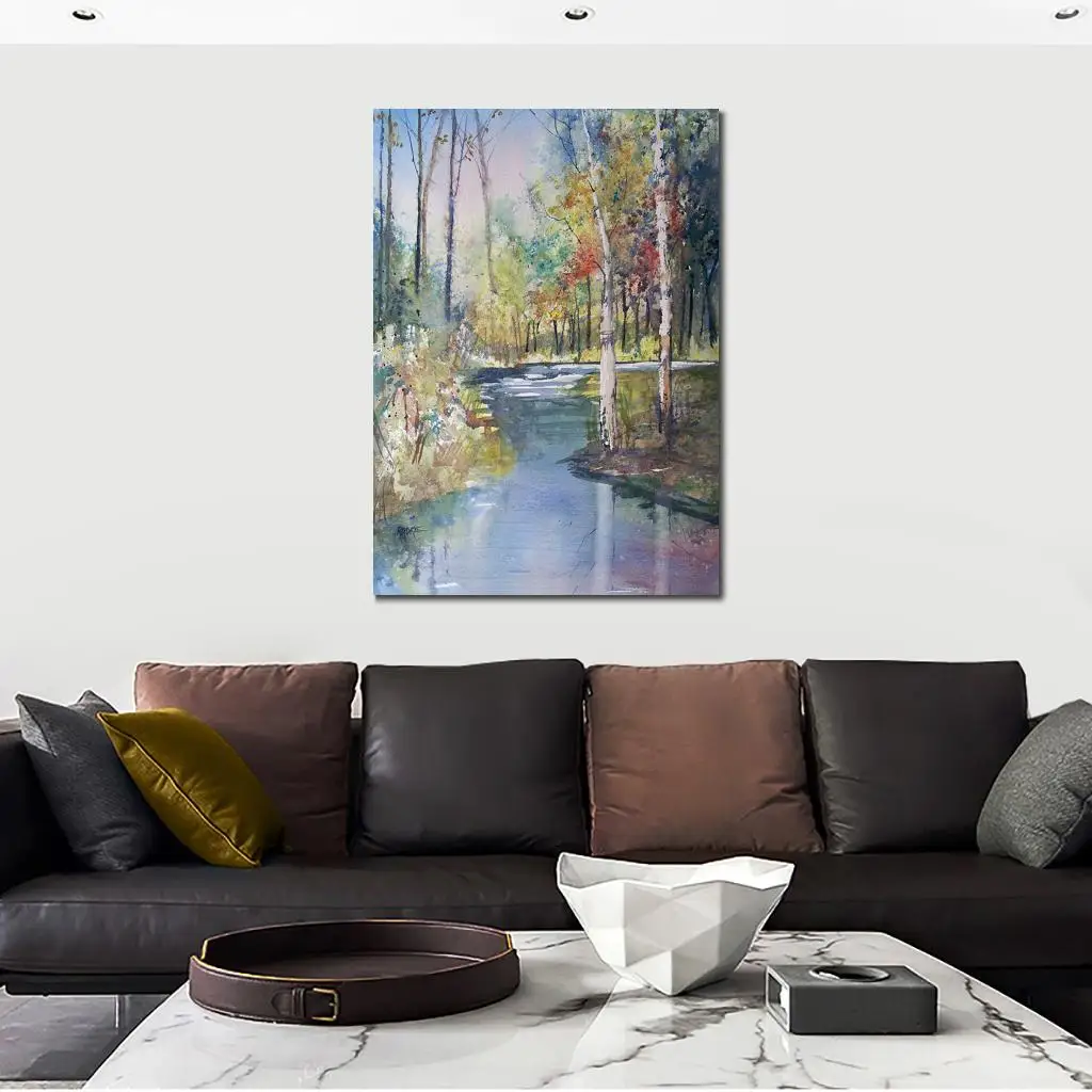 

Forest Landscape Painting Hartman Creek Birches Canvas Art for Home Decor High Quality Hand Painted