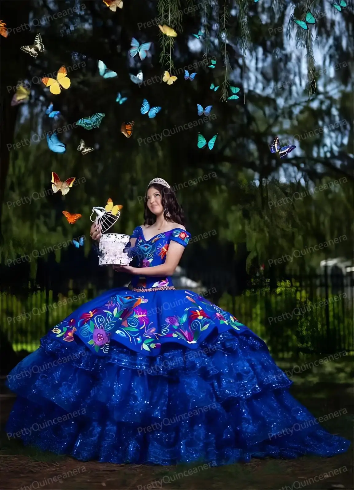 Royal Blue Charro Quinceanera Dresses Mexican Embroidery Ruffles Ball Gown Custom Made Sweet 16 Birthday Party Lace Up Back