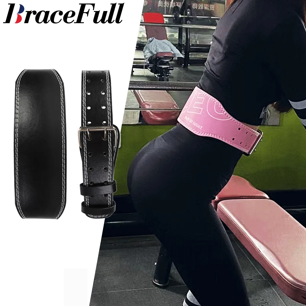 1pcs Weight Lifting Belt for Men Women Leather Gym Belt Strength Training Squat Deadlift Bodybuilding Fitness Back Support Power