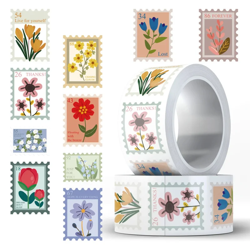 

500 листов/рулон милых мультяшных разноцветных цветочных наклеек - для багажа, ноутбуков, гитар, мобильных телефонов, бутылок с водой, многоразовых