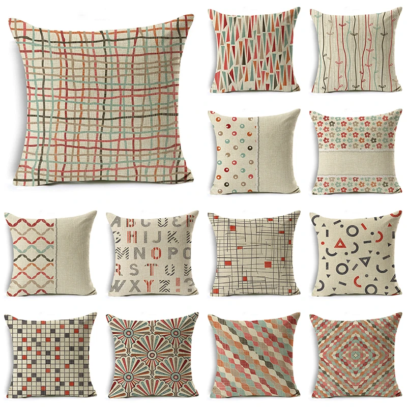 Abstract Geomet Pillows Case Red Stripe Pillowcase 40x40 Cm Garden Chair Bed Sofa Bedroom Living Room Pillow Covers Decorative