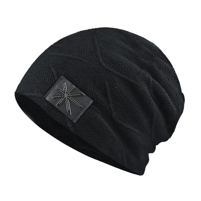 

High Quality Winter Black Human Hat Add Fur Warm Beanies Hat Baggy Skullies Knitted Hat for Men Women Ski Sports Beanies Cap