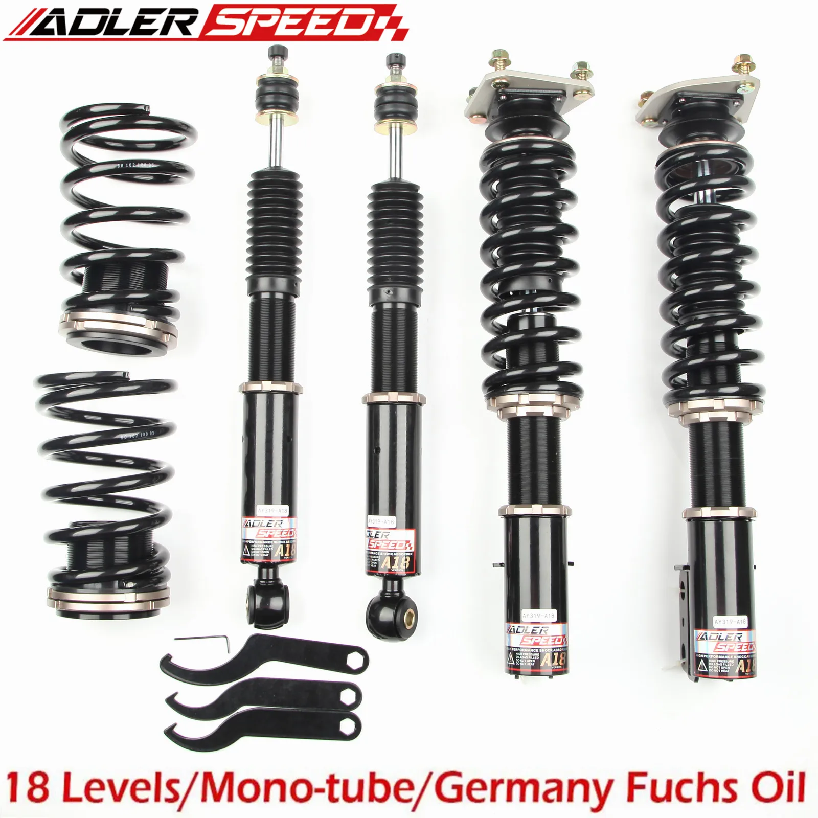 

ADLERSPEED 18 Ways Mono Tube Coilovers Lowering Suspension Kit For Ford Mustang 1994-2004