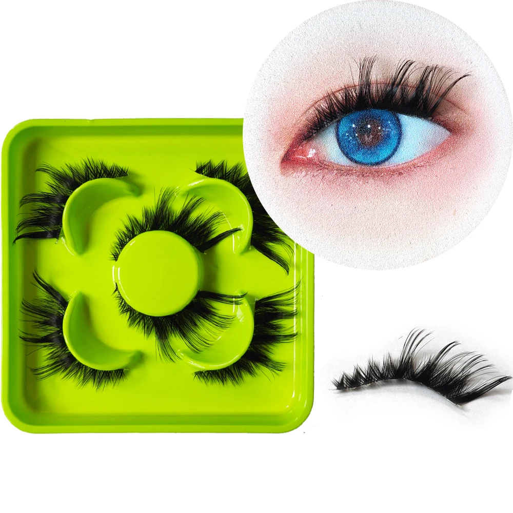 3 ペア 3D ふわふわまつげうっすら長い厚いドラマチックな外観ステージメイクパーティーまつげ手作り化粧品ツール